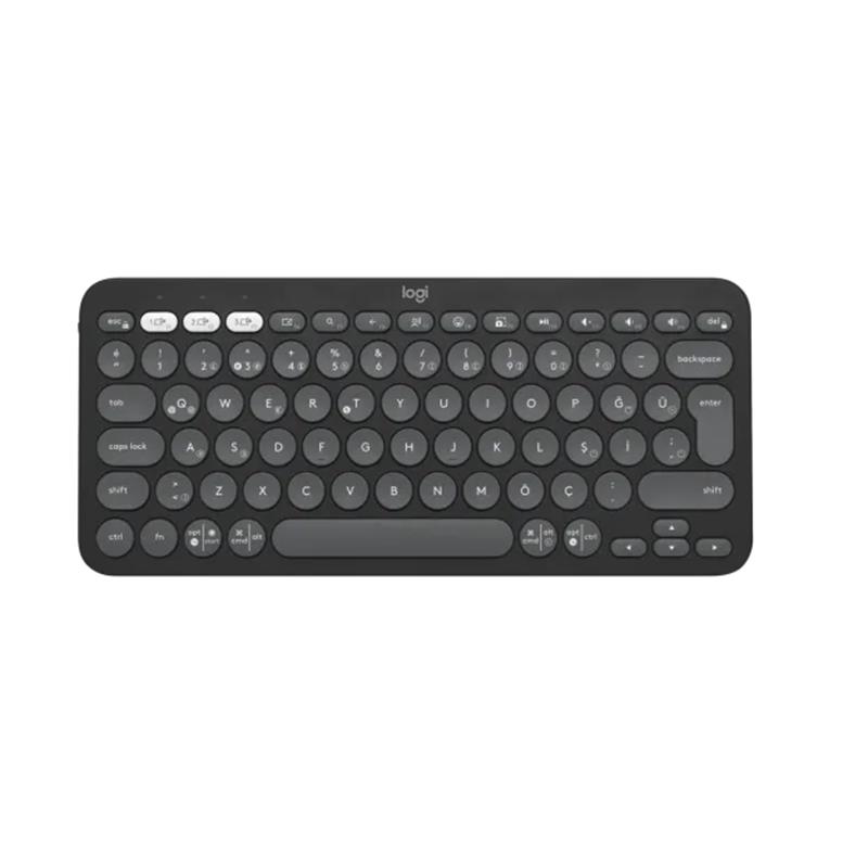 LOGITECH K380S PEBBLE KEYS 2 ÇOKLU CİHAZ ÖZELLİKLİ BLUETOOTH TÜRKÇE Q KLAVYE GRİ 920-011859